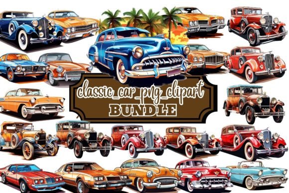 Download Vintage and Classic Car Clipart Bundle - Vintage Collection