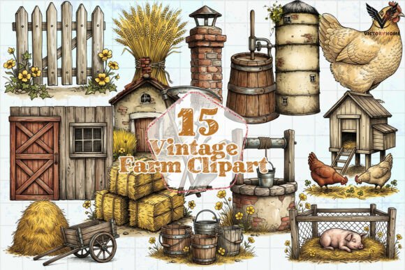 Download Vintage Farm Clipart PNG - Vintage Collection