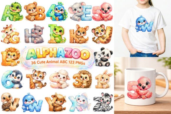 Download Cute Animal Alphabet Clipart, ABC PNG - Premium Bundle