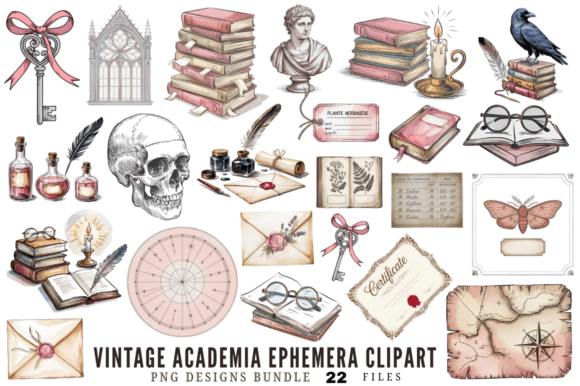 Download Vintage Academia Ephemera Clipart Design - Vintage Collection