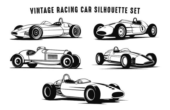 Download Vintage Racing Car Vector Silhouette Set - Vintage Collection