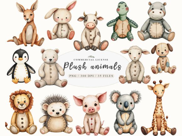 Download Vintage Knitted Plush Baby Animals Png - Vintage Collection