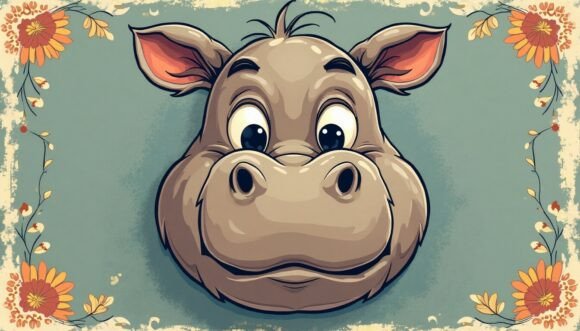 Download 🦛 Vintage Hippo Face Illustration - Vintage Collection